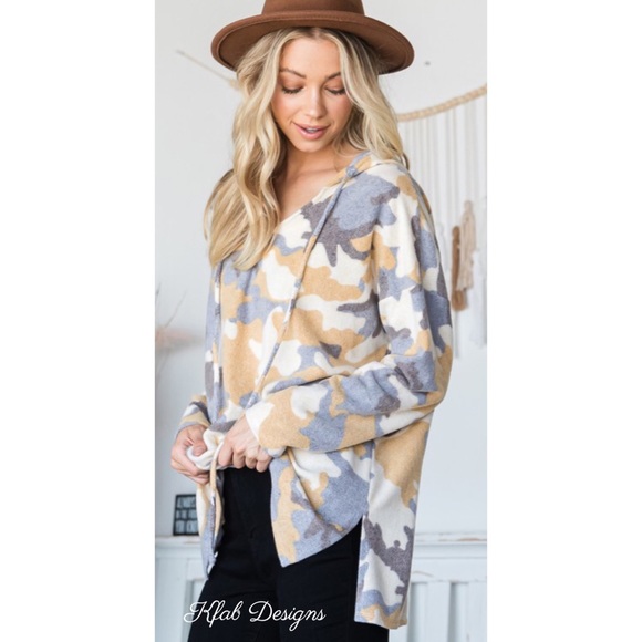 ❤️LAST! V Neck Soft Loose Fit Camo Hoodie! - Picture 4 of 9